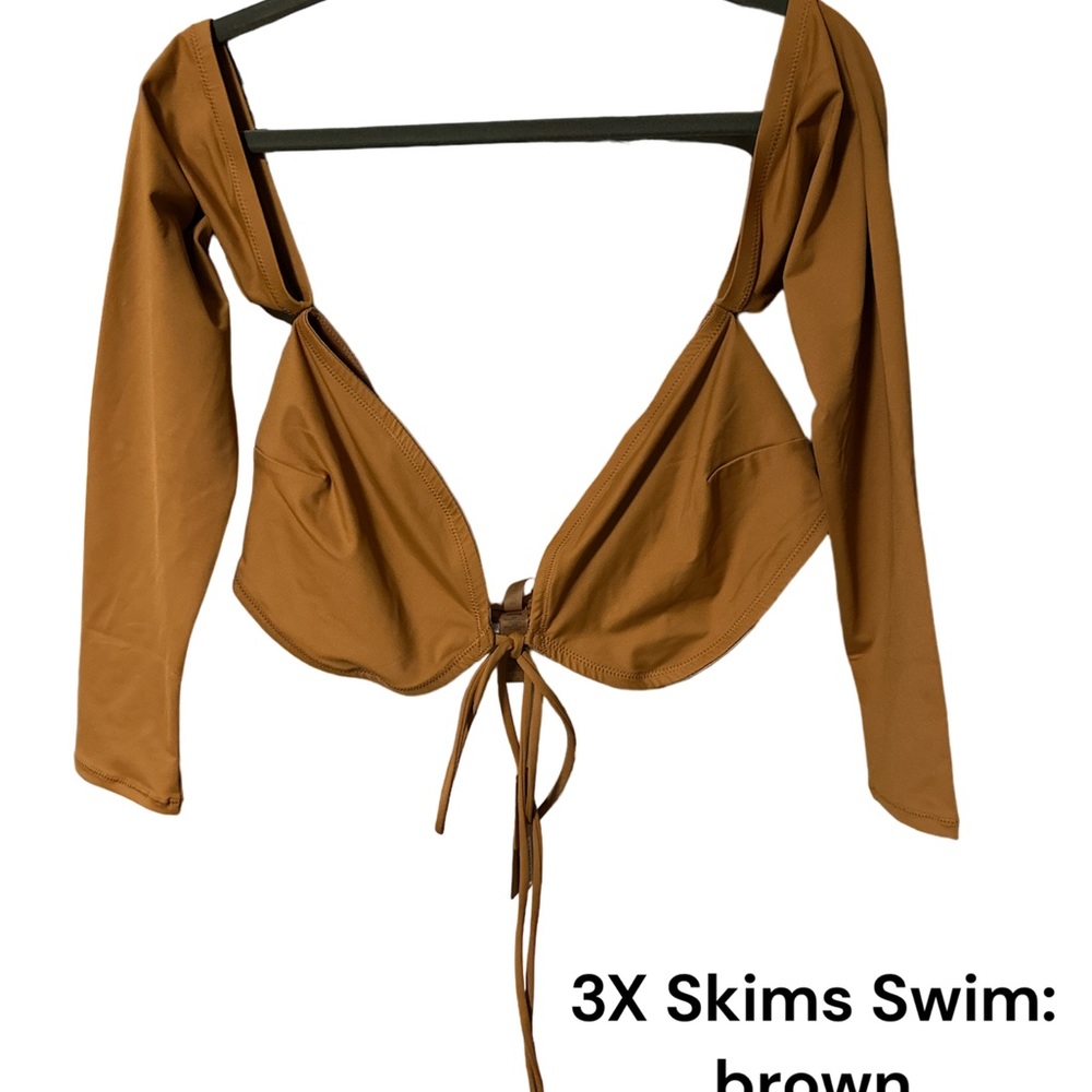 Skims Swim top with ties: Brown. Size 3X